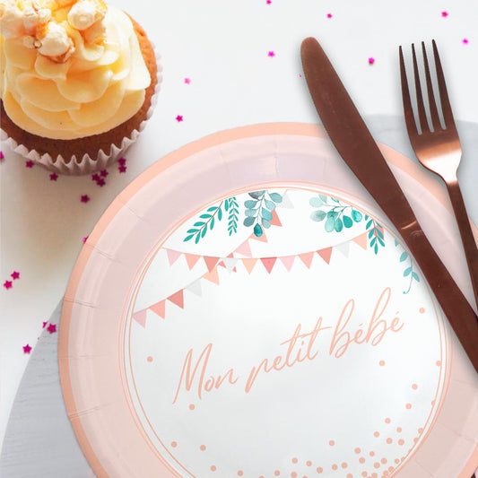 6 Assiettes "Mon Petit Bébé" Baby Shower Fille