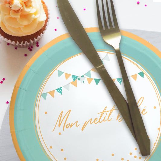 6 Assiettes "Mon Petit Bébé" Baby Shower Garçon