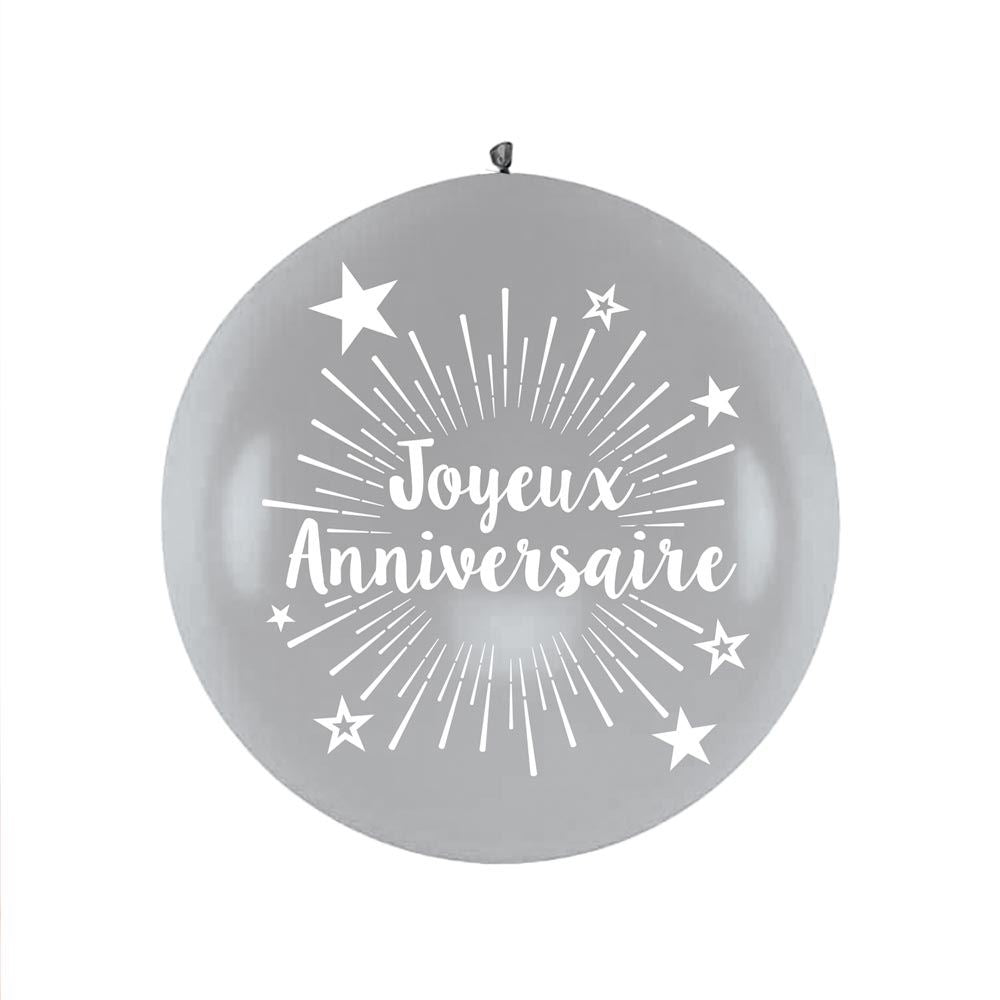 Ballon Géant "Joyeux Anniversaire" Argent 100 cm