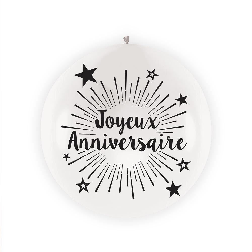 Ballon Géant "Joyeux Anniversaire" Blanc 100 cm