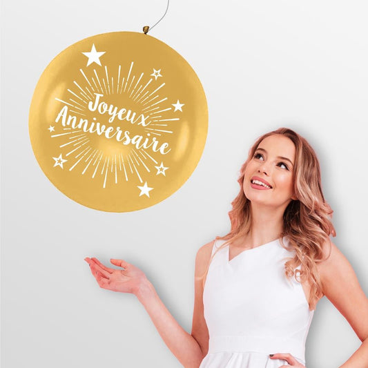 Ballon Géant "Joyeux Anniversaire" Doré 100 cm