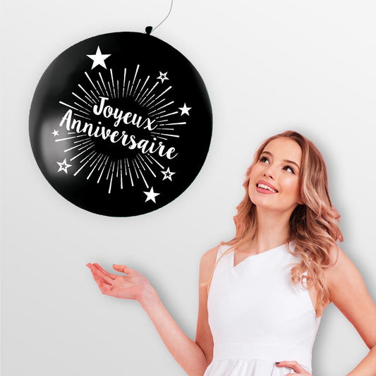 Ballon Géant "Joyeux Anniversaire" Noir 100 cm