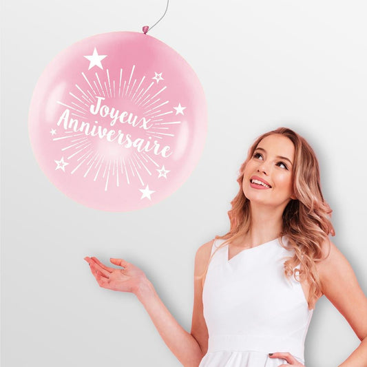 Ballon Géant "Joyeux Anniversaire" Rose 100 cm