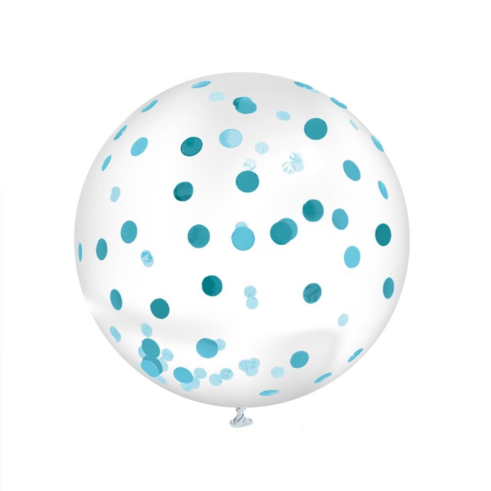 Ballon Transparent Géant 100 cm avec Confettis Bleus