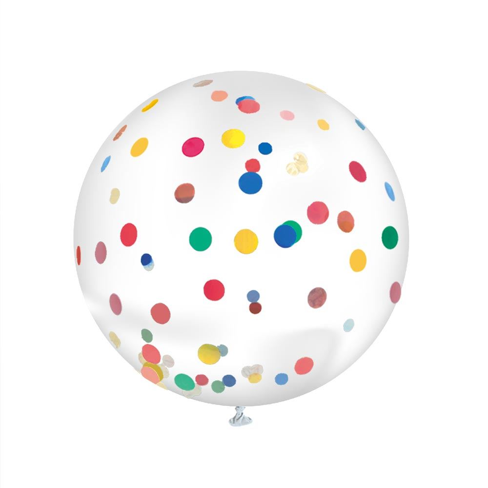 Ballon Transparent Géant 100 cm avec Confettis Multicolores