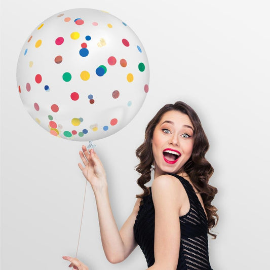 Ballon Transparent Géant 100 cm avec Confettis Multicolores