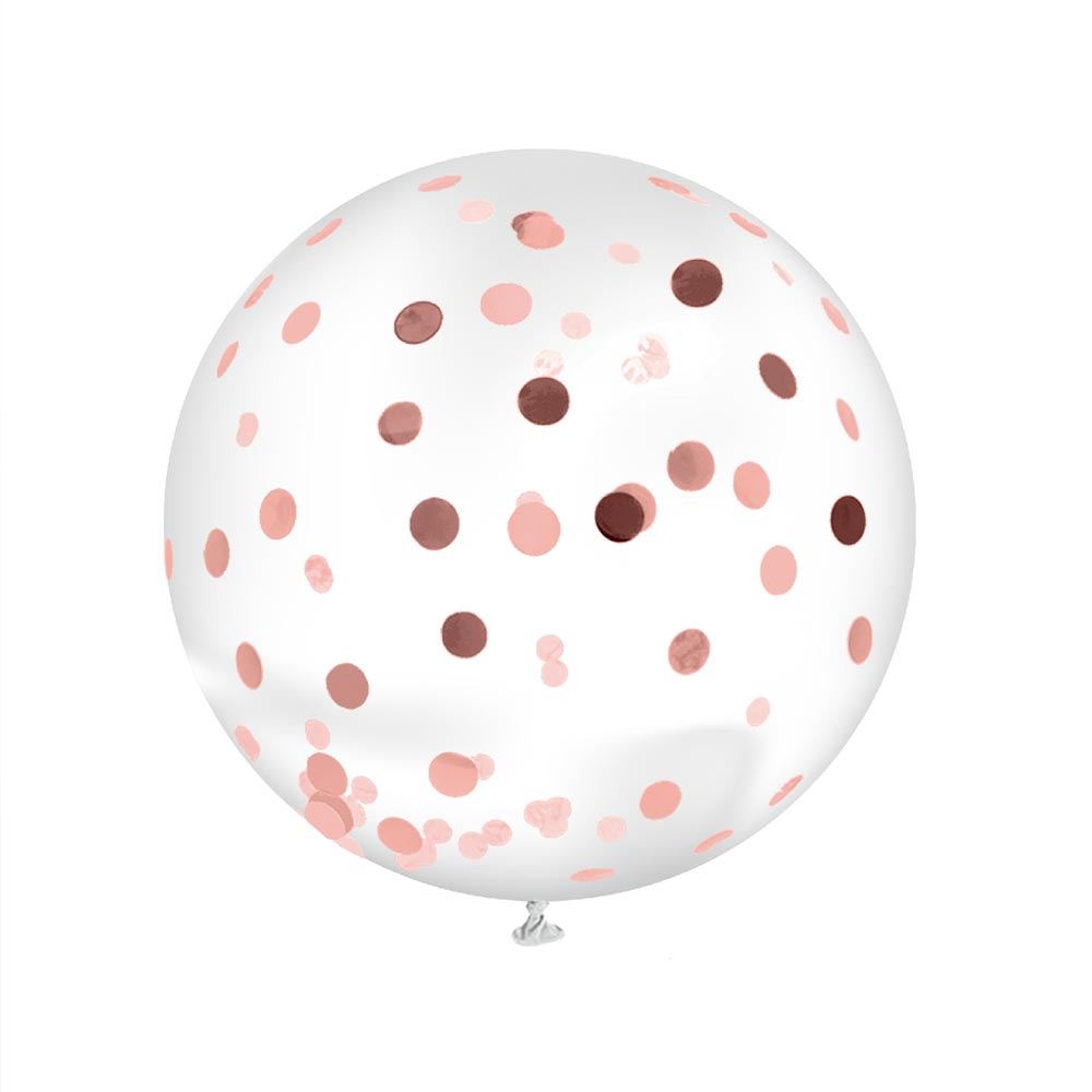Ballon Transparent Géant 100 cm avec Confettis Or Rose