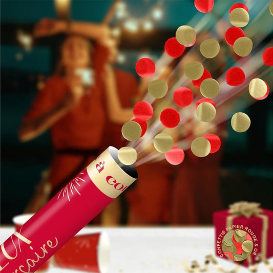 Canon à Confettis Rouge et Or 38cm