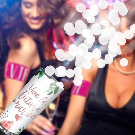 4 Mini Canons à Confettis EVJF Blanc 11cm