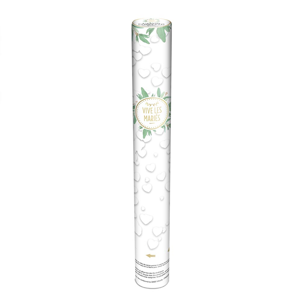 Canon à Confettis Cœur Blanc 38cm