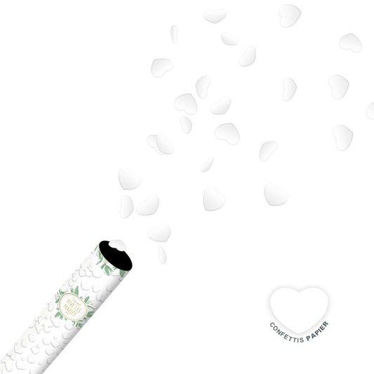 Canon à Confettis Cœur Blanc 80cm