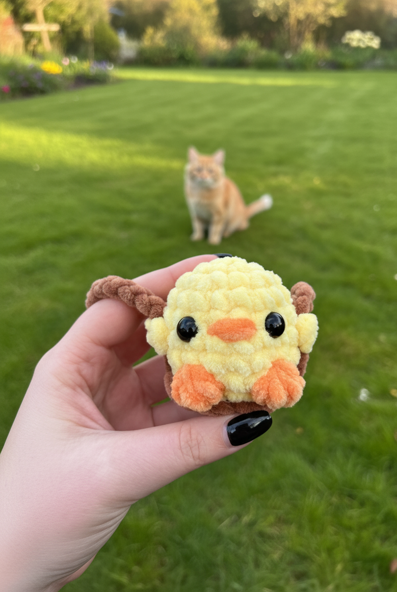 Poussin en Crochet pour Rétroviseur de Voiture | Accessoire Décoratif Fait Main
