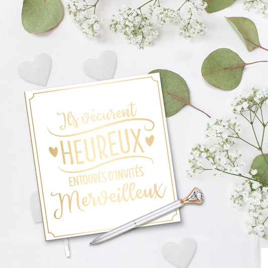 Livre d’Or Mariage – 30 pages – Blanc & Doré
