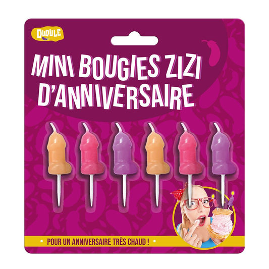 6 Mini Bougies Zizi Humoristiques pour Gâteau Enterrement Vie