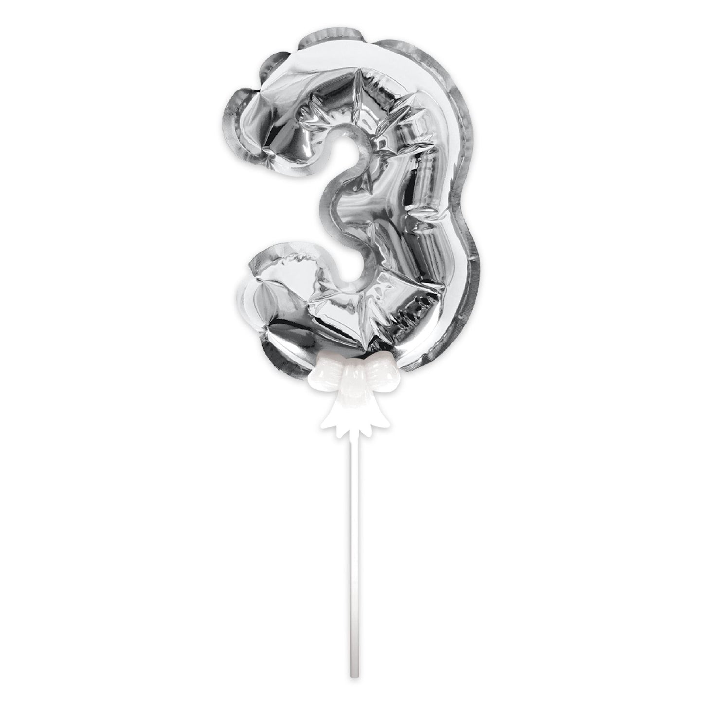 Topper Ballon "3" pour Gâteau Argent