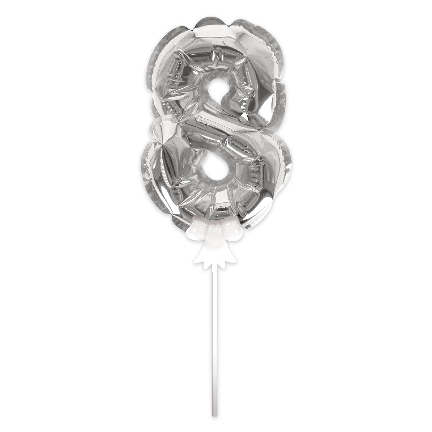 Topper Ballon "8" pour Gâteau Argent