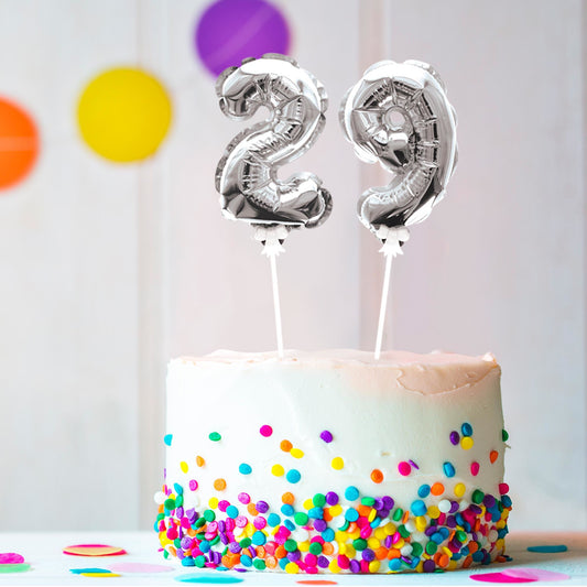 Topper Ballon "9" pour Gâteau Argent
