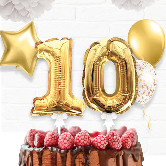 Topper Ballon "0" pour Gâteau Or