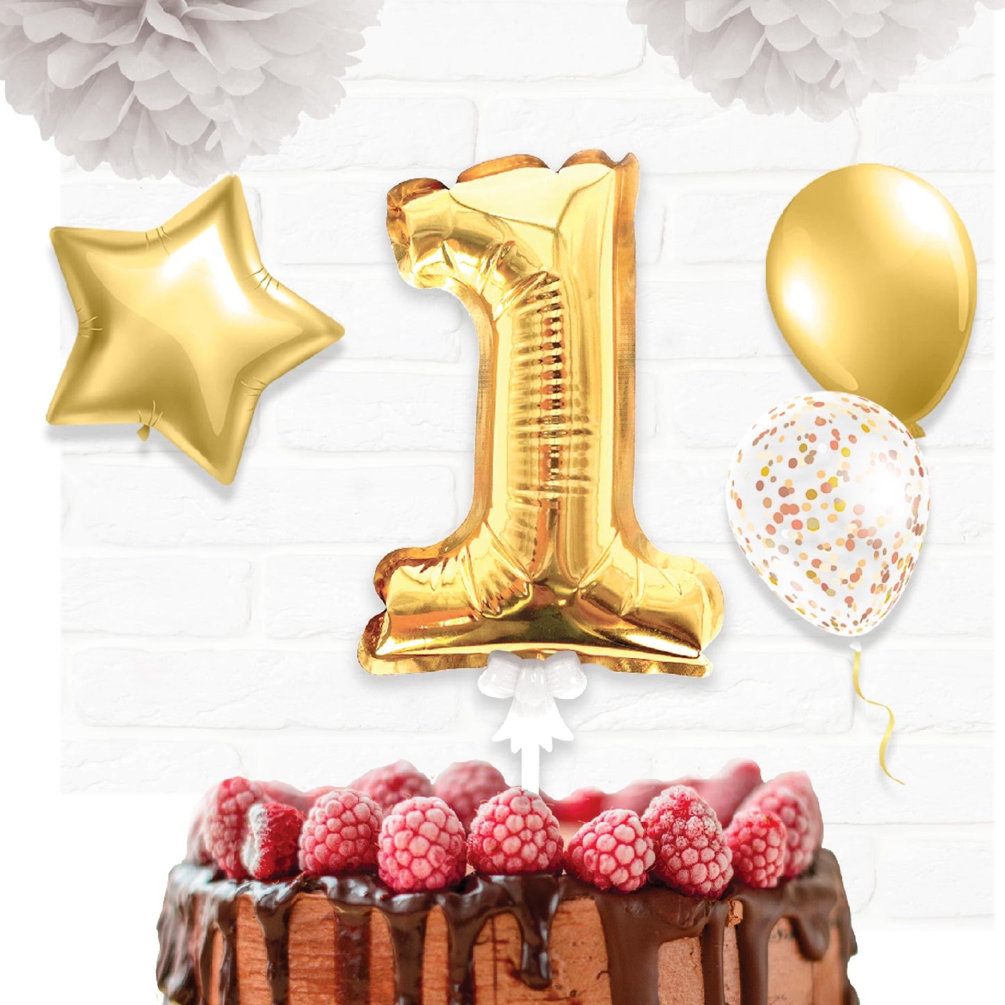Topper Ballon "1" pour Gâteau Or