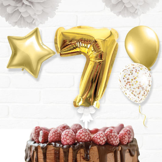Topper Ballon "7" pour Gâteau Or
