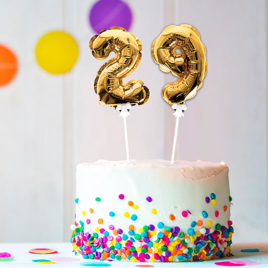Topper Ballon "9" pour Gâteau Or