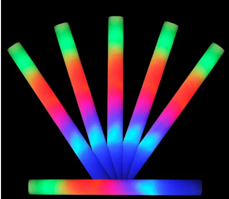 Lot de 10 Bâtons LED Mousse Multicolore 47 cm