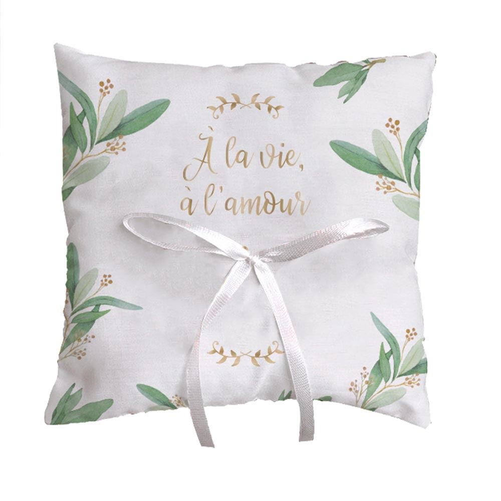 Coussin d’Alliance Mariage Blanc – À la Vie, à l’Amour