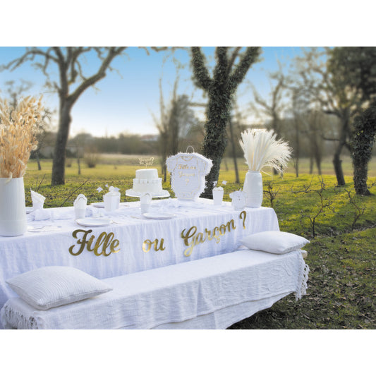 Guirlande Lettres "Fille ou Garçon" – Décoration Gender Reveal Or Métallisé