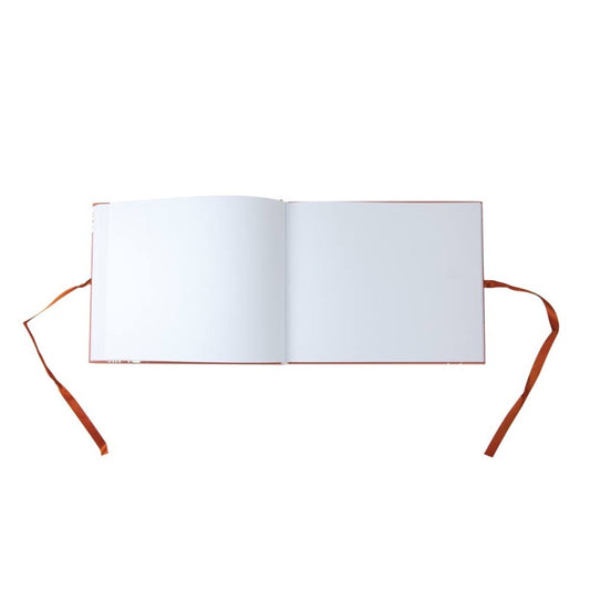 Livre d'Or Mariage rouge et Or – Motif Fougère avec Rubans - 80 pages