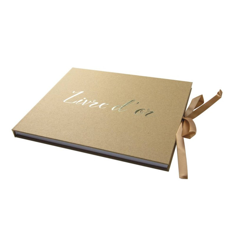Livre d'Or Kraft et Or avec Rubans – 80 Pages