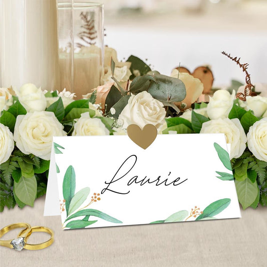 Lot de 10 Marque-Places Mariage – Cartes Élégantes à Motif Végétal