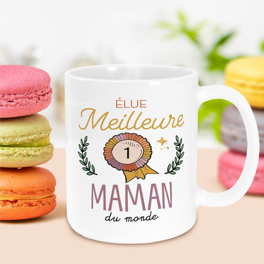 Mug Blanc "Élue Meilleure Maman du Monde"