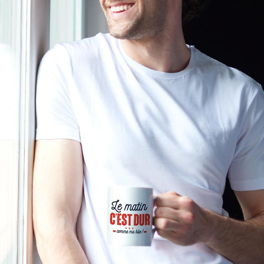 Mug Humour "Le Matin c'est dur comme ma..."