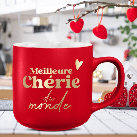Mug Rouge Mat "Meilleure Chérie du Monde"