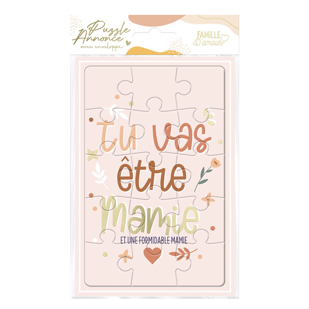 Carte Puzzle Annonce "Tu Vas Être Mamie" – Idée Cadeau Originale
