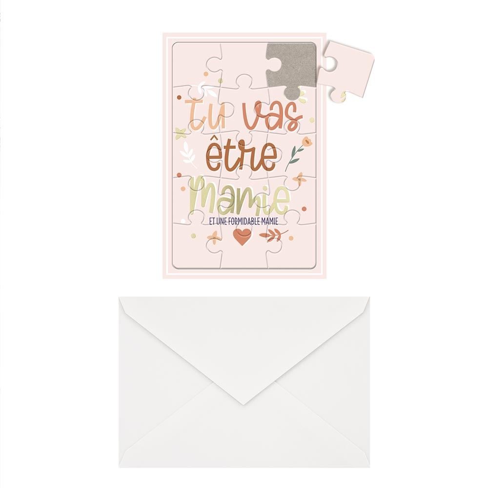 Carte Puzzle Annonce "Tu Vas Être Mamie" – Idée Cadeau Originale