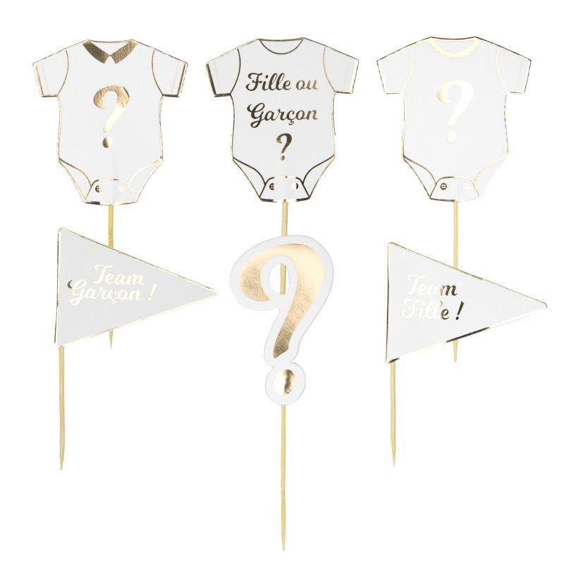 Set de 6 Décorations Gender Reveal pour Gâteaux – Team Fille ou Garçon