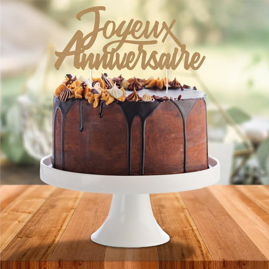 Topper Gâteau "Joyeux Anniversaire" Carton Kraft