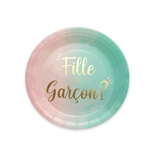 6 Assiettes Gender Reveal "Fille ou Garçon?"
