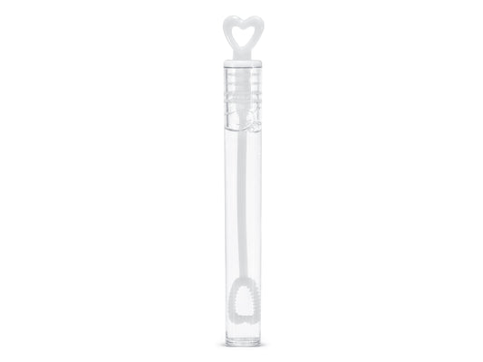 Lot de 10 Flacons Bulles de Savon Cœur – Blancs avec Liquide à Bulles