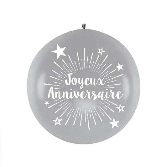 Ballon Géant "Joyeux Anniversaire" Argent 100 cm