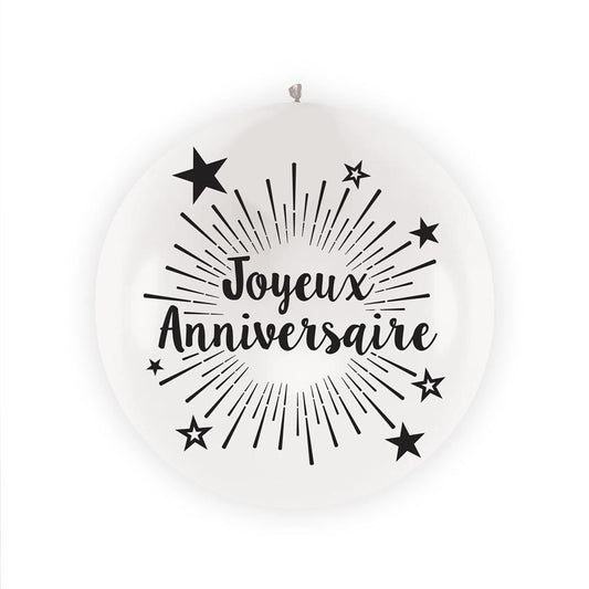 Ballon Géant "Joyeux Anniversaire" Blanc 100 cm