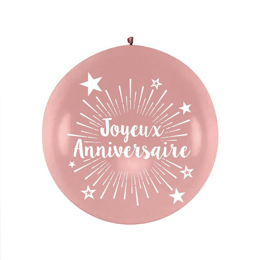 Ballon Géant "Joyeux Anniversaire" Or Rose 100 cm
