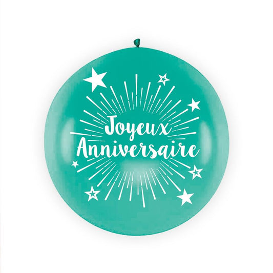 Ballon Géant "Joyeux Anniversaire" Vert Turquoise 100 cm