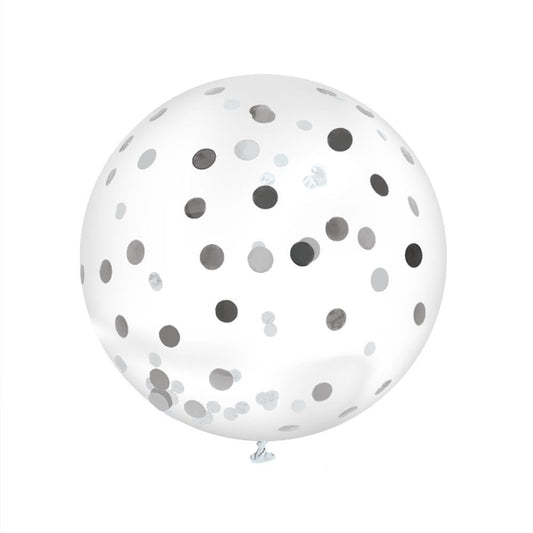 Ballon Transparent Géant 100 cm avec Confettis Argentés