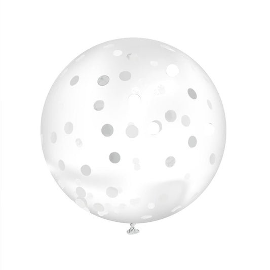 Ballon Transparent Géant 100 cm avec Confettis Blancs