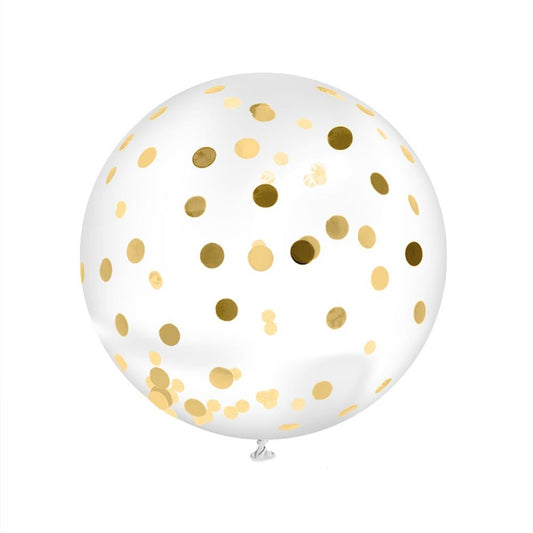 Ballon Transparent Géant 100 cm avec Confettis Dorés