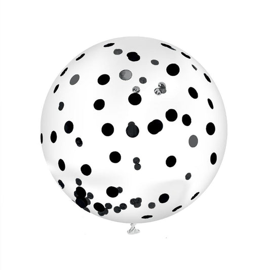 Ballon Transparent Géant 100 cm avec Confettis Noirs