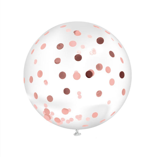 Ballon Transparent Géant 100 cm avec Confettis Or Rose