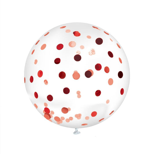 Ballon Transparent Géant 100 cm avec Confettis Rouges